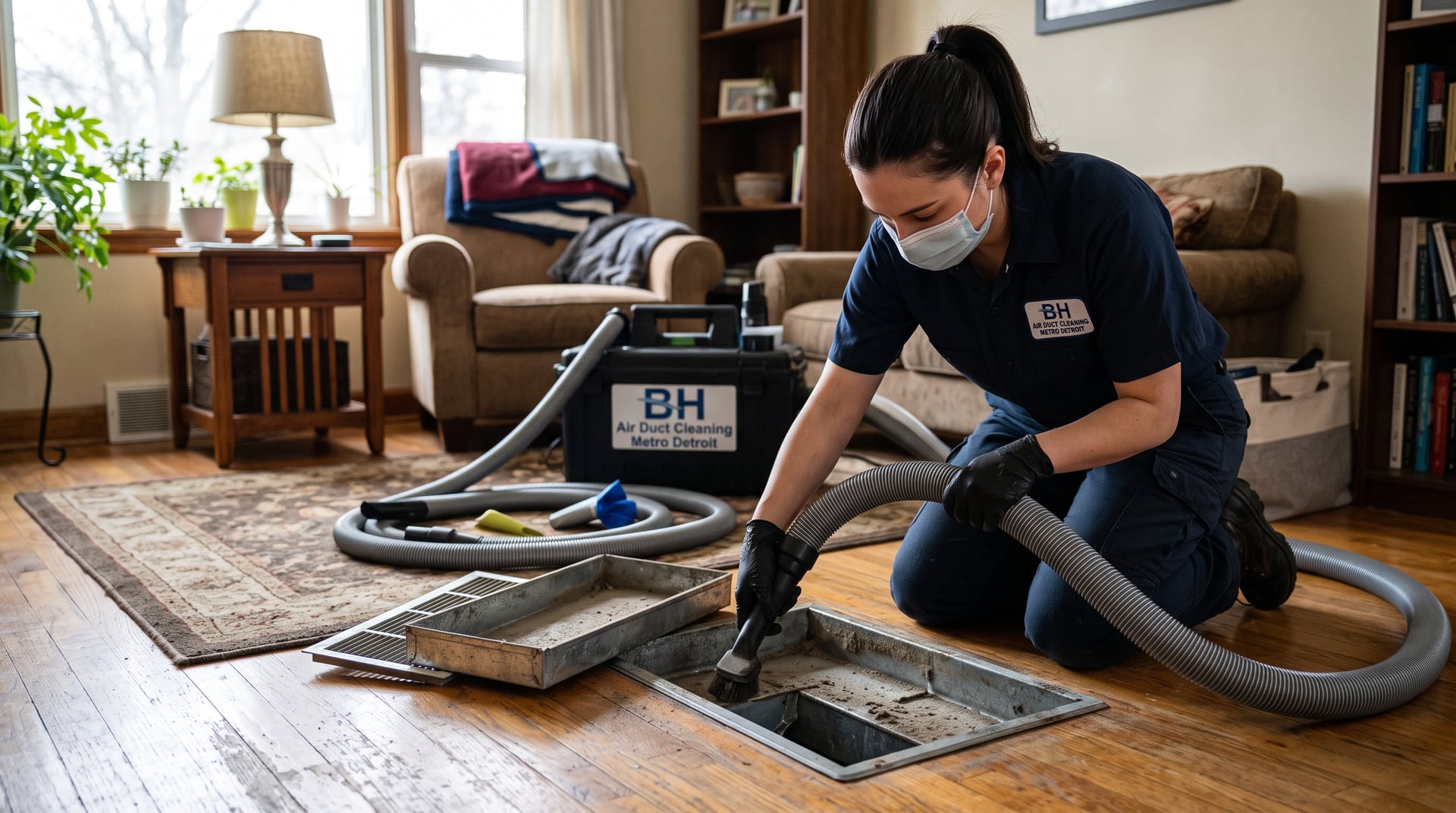 Floor supply register and boot detail cleaning — BH Air Duct Cleaning Metro Detroit, Metro Detroit, MI
