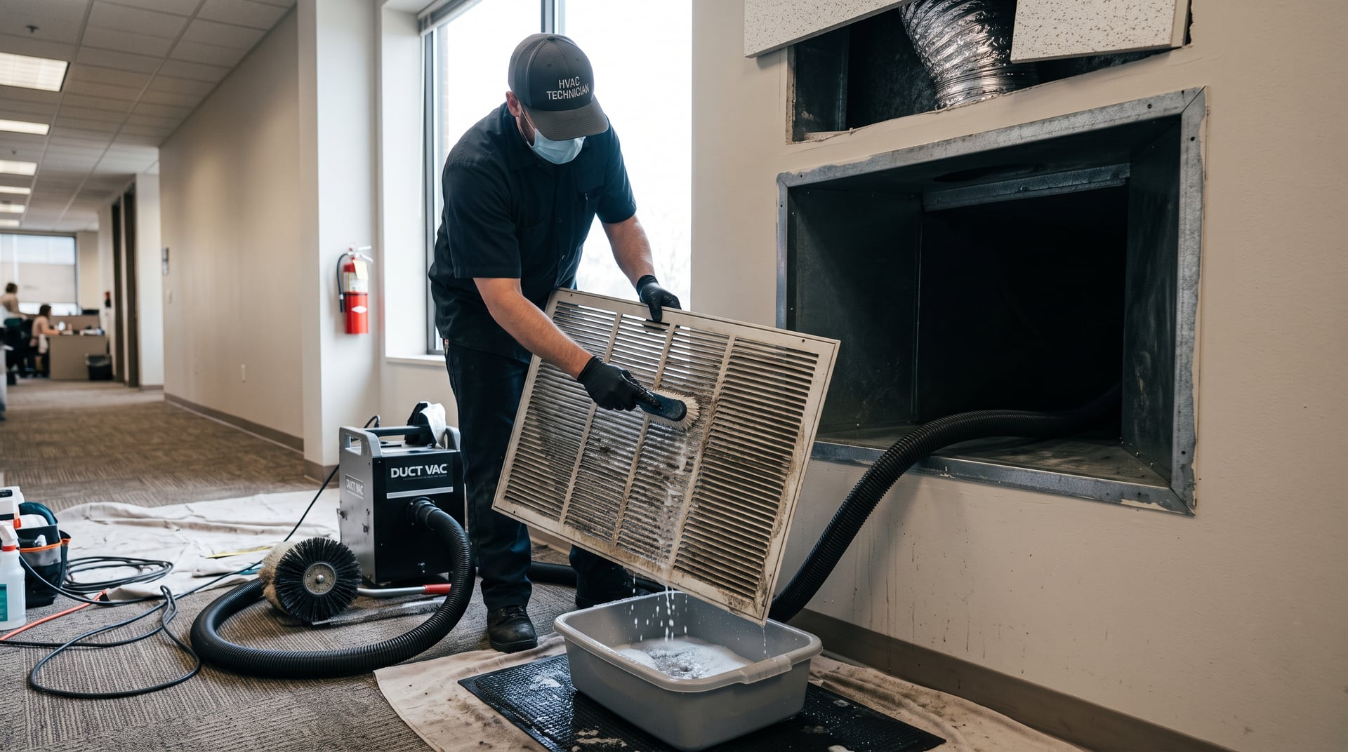Return-air grille removed for cleaning — BH Air Duct Cleaning Metro Detroit, Metro Detroit, MI