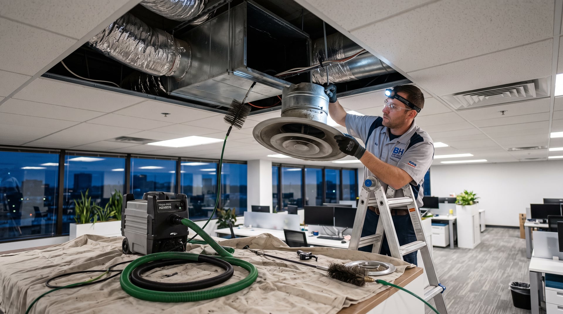 Ceiling diffuser cleaning in an office space — BH Air Duct Cleaning Metro Detroit, Metro Detroit, MI